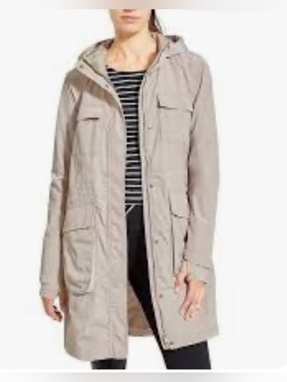 Athleta Windbreaker Hooded Rain Jacket sz XXS EUC Beige Lightweight
